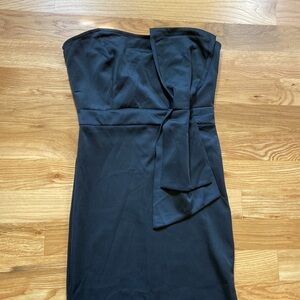 Black formal dress - strapless floor length hi low
